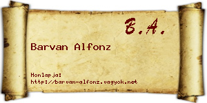 Barvan Alfonz névjegykártya